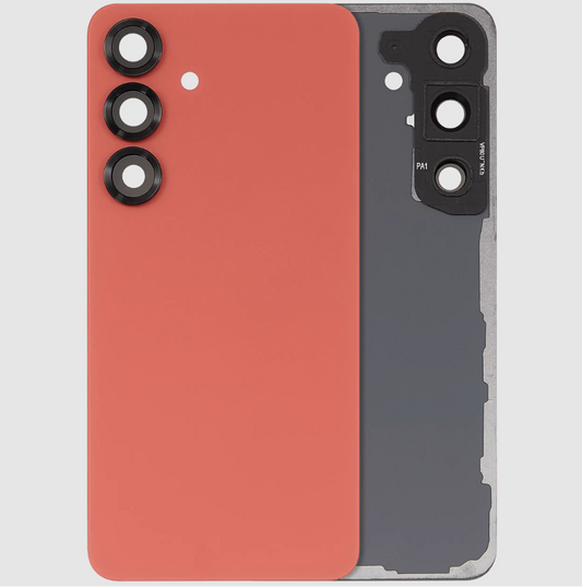 Back Cover Glass With Camera Lens For Samsung Galaxy S25 5G (No Logo) (Aftermarket Plus) (Coral Red)