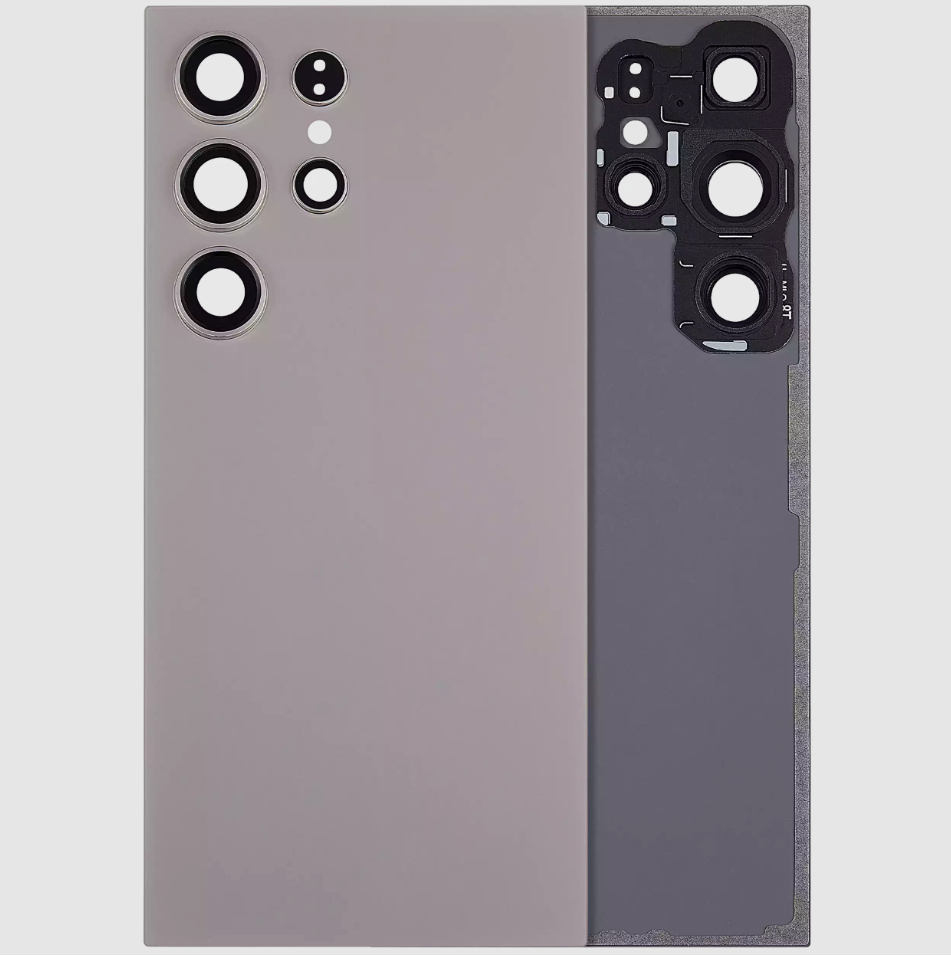 Back Cover Glass With Camera Lens For Samsung Galaxy S24 Ultra 5G (No Logo) (Aftermarket Plus) (Titanium Gray)