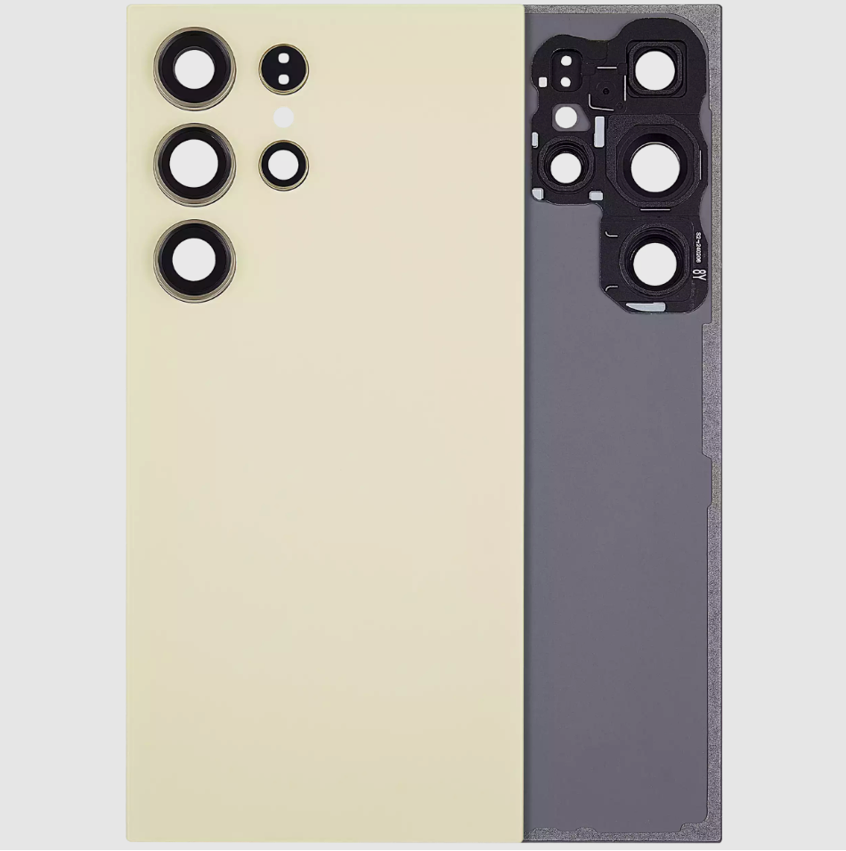 Back Cover Glass With Camera Lens For Samsung Galaxy S24 Ultra 5G (No Logo) (Aftermarket Plus) (Titanium Yellow)
