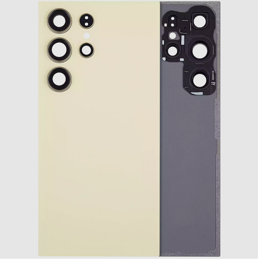 Back Cover Glass With Camera Lens For Samsung Galaxy S24 Ultra 5G (No Logo) (Aftermarket Plus) (Titanium Yellow)