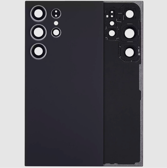 Back Cover Glass With Camera Lens For Samsung Galaxy S24 Ultra 5G (No Logo) (Aftermarket Plus) (Titanium Black)