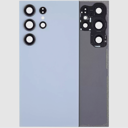 Back Cover Glass With Camera Lens For Samsung Galaxy S24 Ultra 5G (No Logo) (Aftermarket Plus) (Titanium Blue)