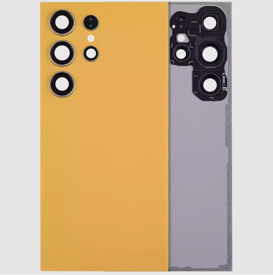 Back Cover Glass With Camera Lens For Samsung Galaxy S24 Ultra 5G (No Logo) (Aftermarket Plus) (Titanium Orange)