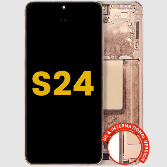 OLED Assembly With Frame For Samsung Galaxy S24 5G (US & International Version) (Refurbished) (Sandstone Orange)