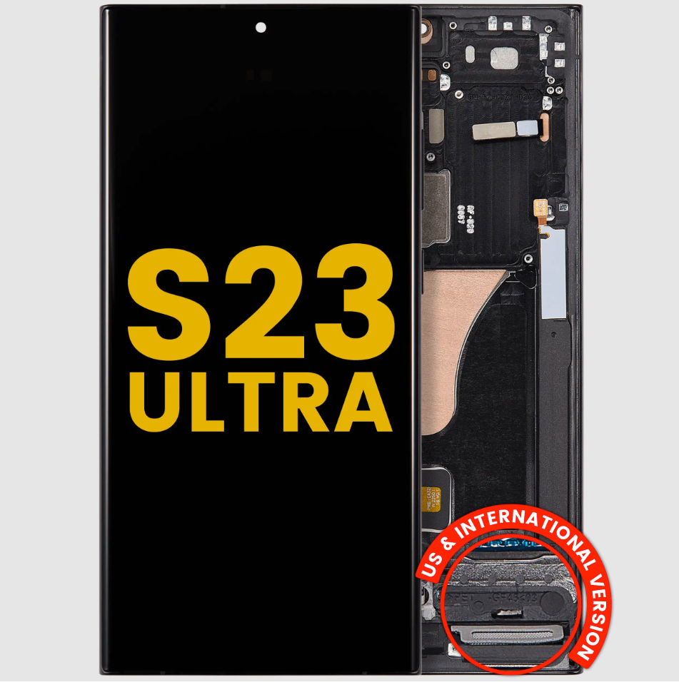 OLED Assembly With Frame For Samsung Galaxy S23 Ultra (US & International) (Refurbished) (Graphite / Red)