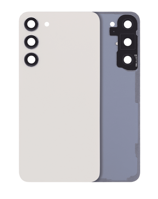 Back Cover Glass With Camera Lens For Samsung Galaxy S23 Plus 5G (No Logo) (Aftermarket Plus) (Cream)