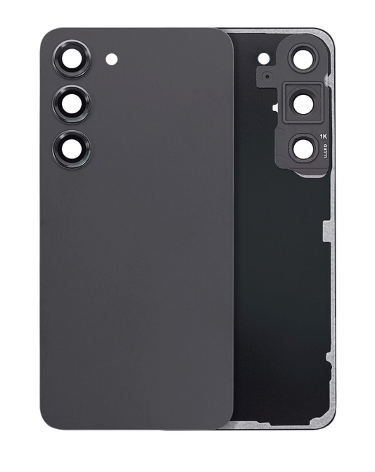 Back Cover Glass With Camera Lens For Samsung Galaxy S23 5G (No Logo) (Aftermarket Plus) (Phantom Black)