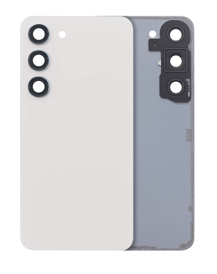 Back Cover Glass With Camera Lens For Samsung Galaxy S23 5G (No Logo) (Aftermarket Plus) (Cream)
