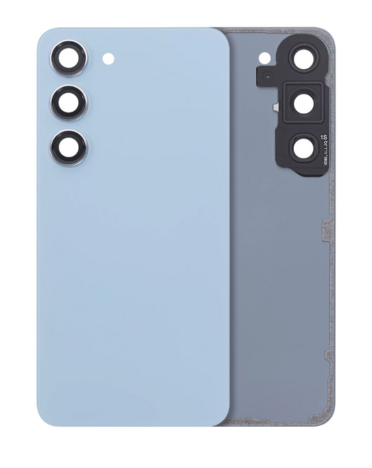 Back Cover Glass With Camera Lens For Samsung Galaxy S23 5G (No Logo) (Aftermarket Plus) (Blue)
