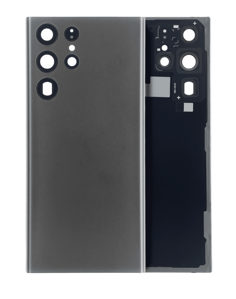 Back Cover Glass With Camera Lens For Samsung Galaxy S22 Ultra 5G (No Logo) (Aftermarket Plus) (Graphite)