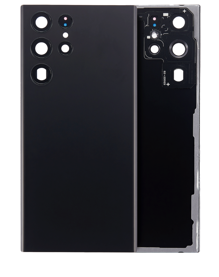 Back Cover Glass With Camera Lens For Samsung Galaxy S22 Ultra 5G (No Logo) (Aftermarket Plus) (Phantom Black)