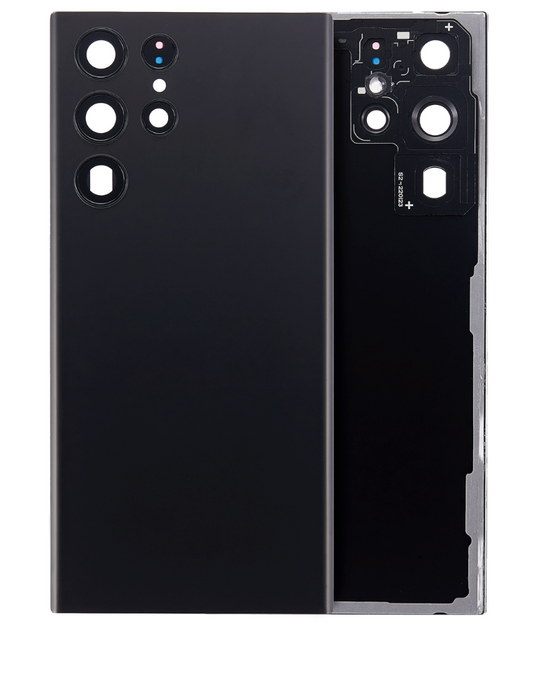 Back Cover Glass With Camera Lens For Samsung Galaxy S22 Ultra 5G (No Logo) (Aftermarket Plus) (Phantom Black)