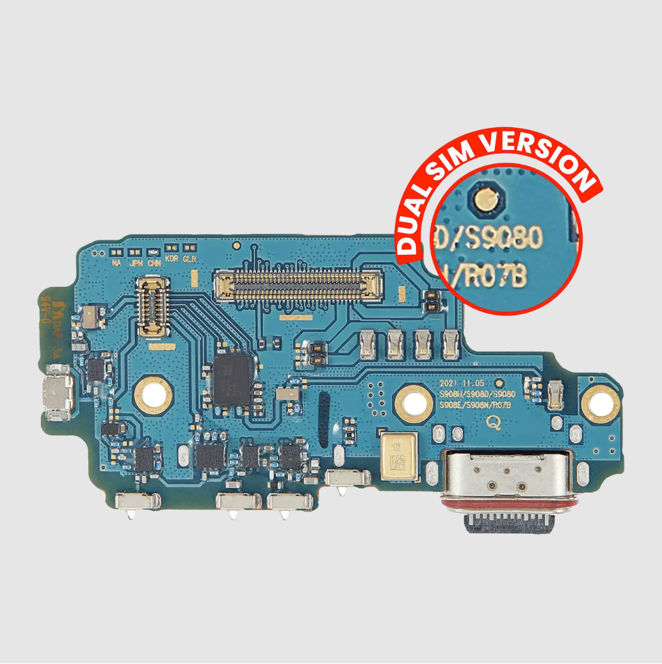 Charging Port Board With Sim Card Reader For Samsung Galaxy S22 Ultra 5G (S9080) (Dual Sim Version) (Premium)