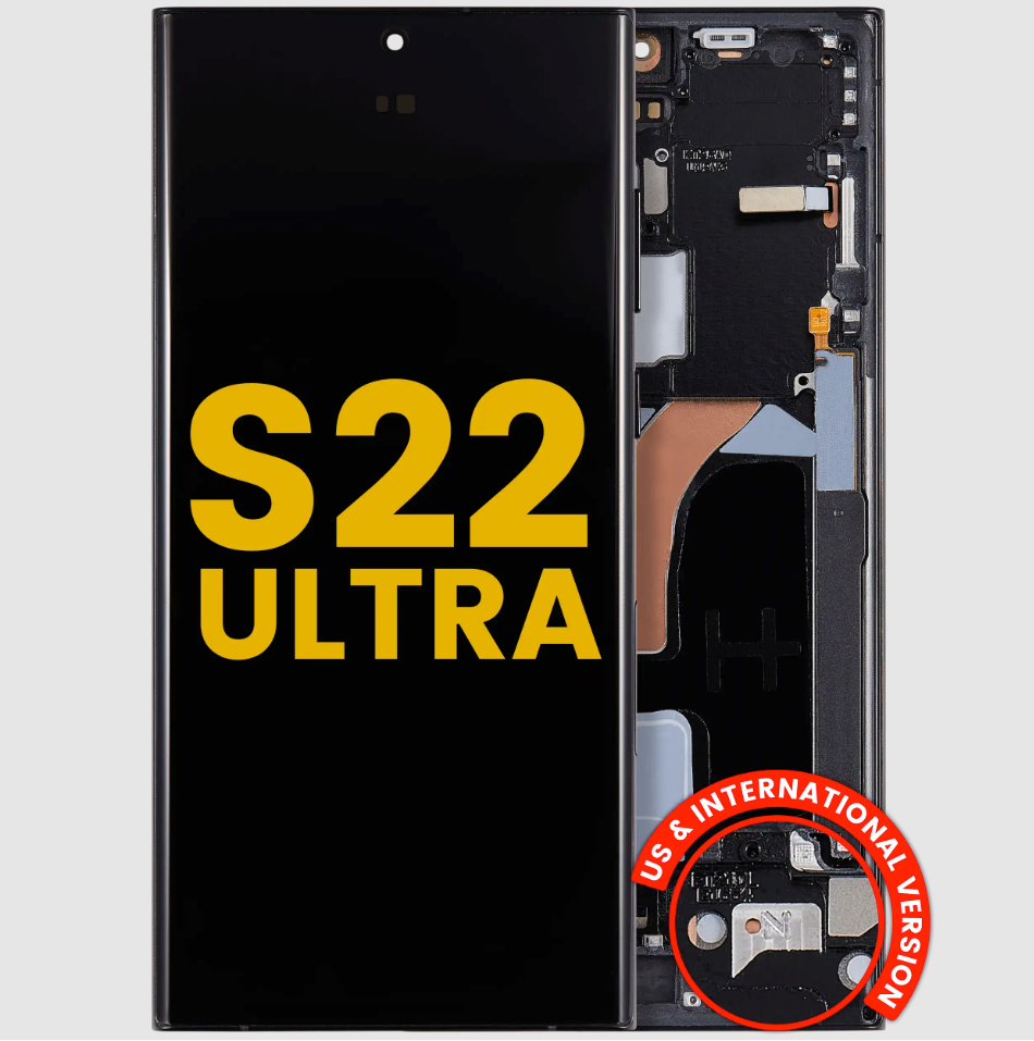 OLED Assembly With Frame For Samsung Galaxy S22 Ultra 5G (US & International Version) (Refurbished) (Graphite / Red / Sky Blue)