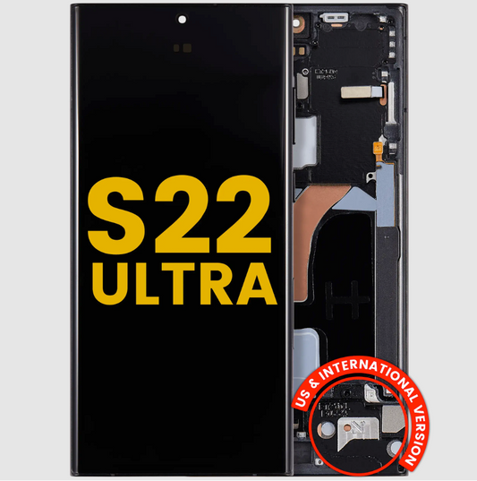 OLED Assembly With Frame For Samsung Galaxy S22 Ultra 5G (US & International Version) (Refurbished) (Graphite / Red / Sky Blue)