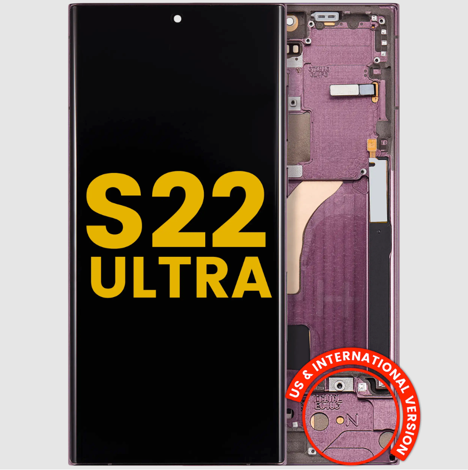 OLED Assembly With Frame For Samsung Galaxy S22 Ultra 5G (US & International Version) (Refurbished) (Burgundy)