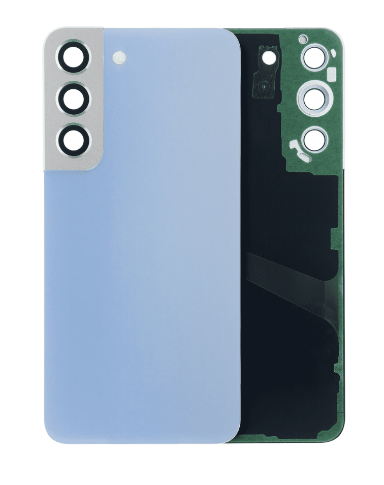 Back Cover Glass With Camera Lens For Samsung Galaxy S22 5G (No Logo) (Aftermarket Plus) (Sky Blue)