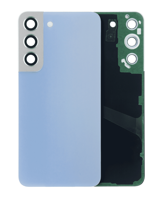 Back Cover Glass With Camera Lens For Samsung Galaxy S22 5G (No Logo) (Aftermarket Plus) (Sky Blue)