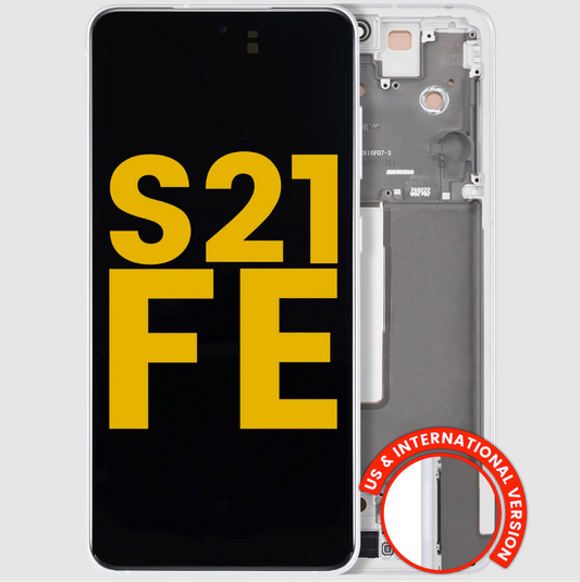 OLED Assembly With Frame For Samsung Galaxy S21 FE 5G (US & International) (Refurbished) (White)