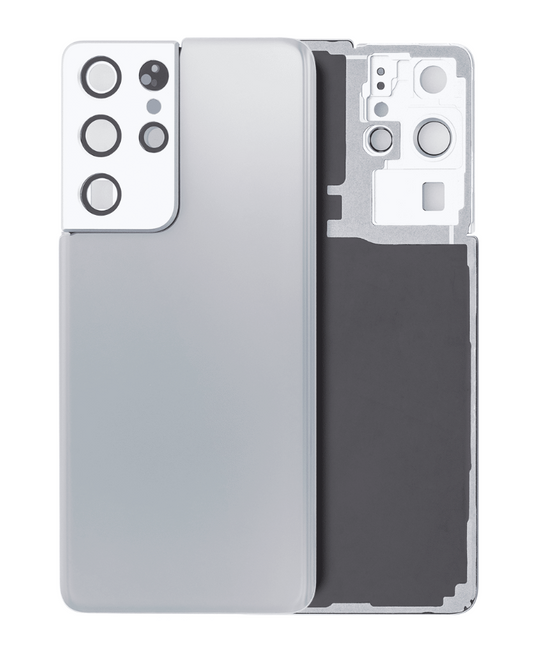 Back Cover Glass With Camera Lens For Samsung Galaxy S21 Ultra (No Logo) (Aftermarket Plus) (Phantom Silver)