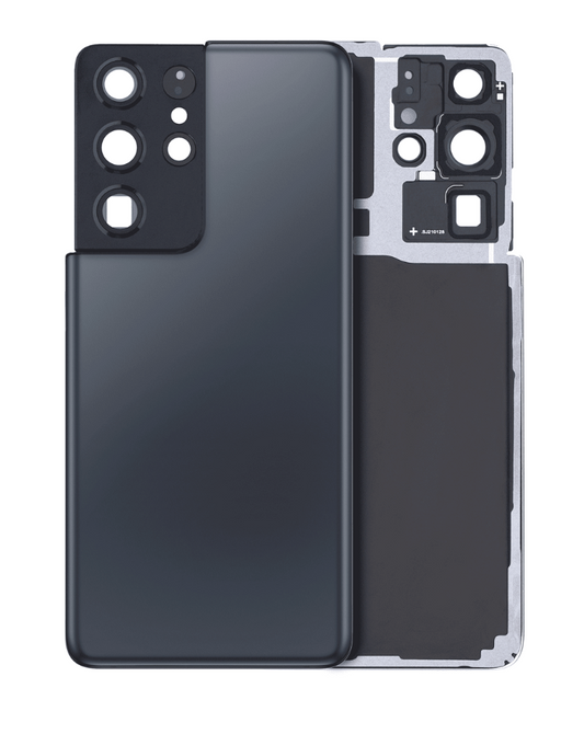 Back Cover Glass With Camera Lens For Samsung Galaxy S21 Ultra (No Logo) (Aftermarket Plus) (Phantom Navy)