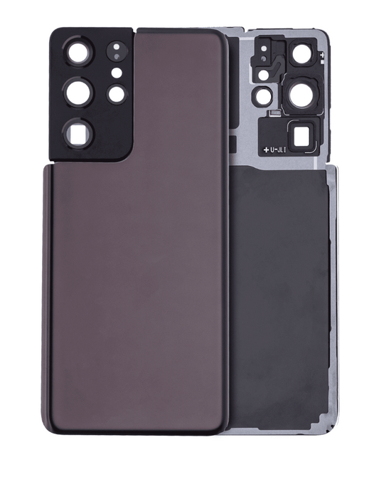 Back Cover Glass With Camera Lens For Samsung Galaxy S21 Ultra (No Logo) (Aftermarket Plus) (Phantom Brown)
