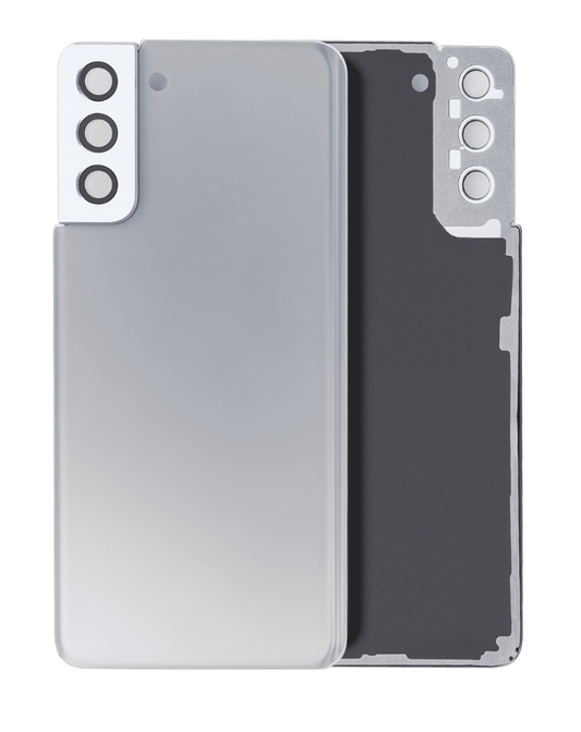 Back Cover Glass With Camera Lens For Samsung Galaxy S21 Plus (No Logo) (Aftermarket Plus) (Phantom Silver)