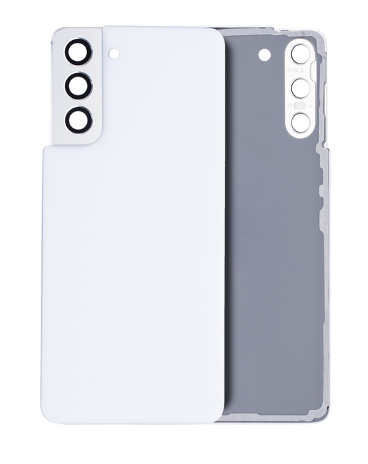Back Cover Glass With Camera Lens For Samsung Galaxy S21 5G (No Logo) (Aftermarket Plus) (Phantom White)