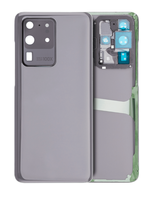 Back Cover Glass With Camera Lens For Samsung Galaxy S20 Ultra 5G (No Logo) (Aftermarket Plus) (Cosmic Gray)