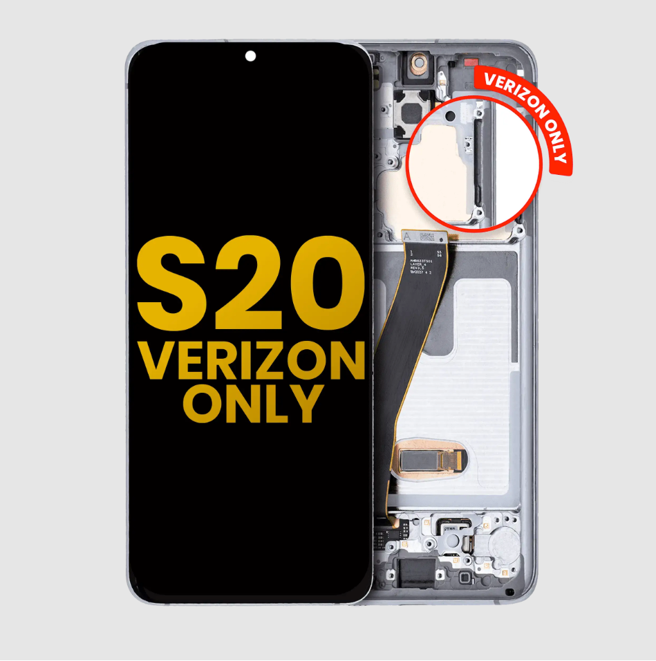 OLED Assembly With Frame For Samsung Galaxy S20 5G (Verizon 5G UW Frame Only) (Refurbished) (Cloud White)