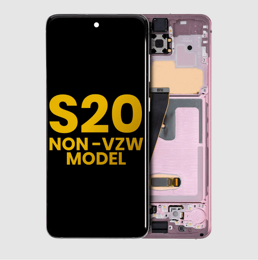 OLED Assembly With Frame For Samsung Galaxy S20 5G (Non-Verizon 5G UW Frame) (Refurbished) (Cloud Pink)