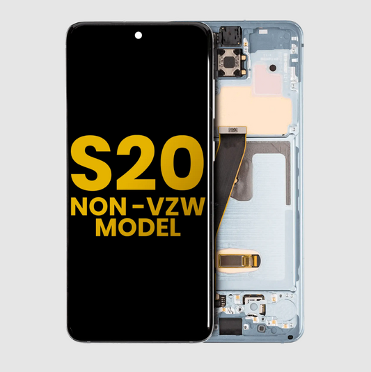 OLED Assembly With Frame For Samsung Galaxy S20 4G / 5G (Non-Verizon 5G UW Frame) (Refurbished) (Cloud Blue)