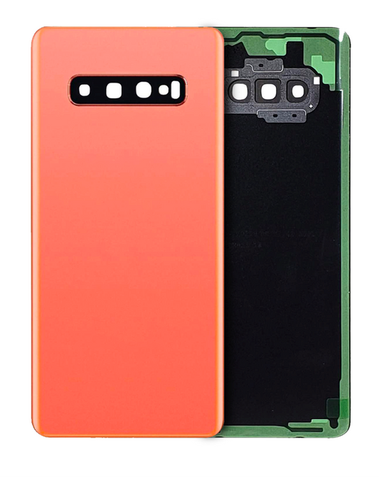 Back cover Glass With Camera Lens For Samsung Galaxy S10 Plus (No Logo) (Aftermarket Plus) (Flamingo Pink)