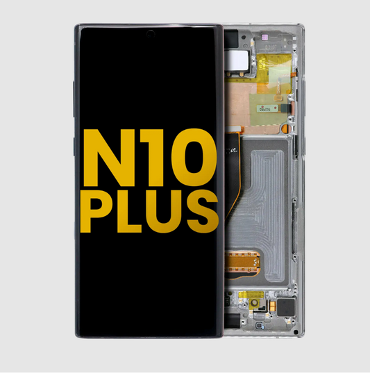 OLED Assembly With Frame For Samsung Galaxy Note 10 Plus / 5G (Refurbished) (Aura Glow / Silver)