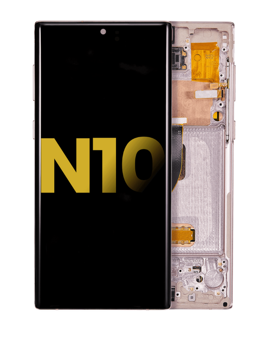 OLED Assembly With Frame For Samsung Galaxy Note 10 (Refurbished) (Aura Glow / Silver)